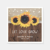 Rustieke Country Wood Burlap Kant Zonnebloem Huwel Servet (Voorkant)