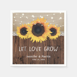 Rustieke Country Wood Burlap Kant Zonnebloem Huwel Servet