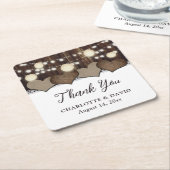 Rustieke Country Wood Burlap Lace Lantaarn bruilof Kartonnen Onderzetters (Schuin)