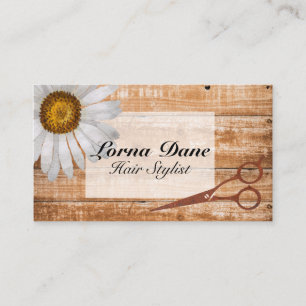 Rustieke Country Wood Hair Stylist Daisy Visitekaartje