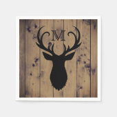Rustieke Country Wood Herten Hoofd gewei Monogram Servet (Voorkant)