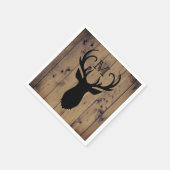 Rustieke Country Wood Herten Hoofd gewei Monogram Servet (Hoek)