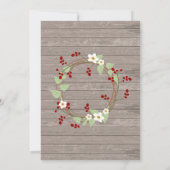 Rustieke Country Wood Kerstmis Red Holly Uitnodigi Kaart (Achterkant)