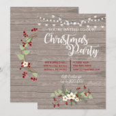 Rustieke Country Wood Kerstmis Red Holly Uitnodigi Kaart (Voorkant / Achterkant)