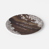 Rustieke Country Wood Lace String Lights Wedding Papieren Bordje (Gekanteld)