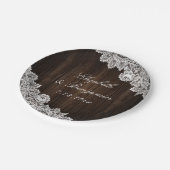 Rustieke Country Wood Lace String Lights Wedding Papieren Bordje (Gekanteld)