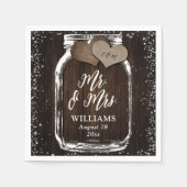 Rustieke Country Wood Mason Jar Mr. & Mrs Wedding Servet (Voorkant)