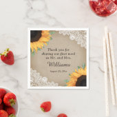 Rustieke County Burlap en Kant Zonnebloem Bruiloft Servet (Insitu)