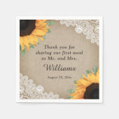 Rustieke County Burlap en Kant Zonnebloem Bruiloft Servet (Voorkant)