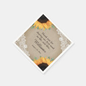 Rustieke County Burlap en Kant Zonnebloem Bruiloft Servet (Hoek)