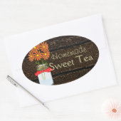 Rustieke County Mason Jar Zelfgemaakte zoete thee Ovale Sticker (Envelop)