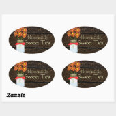 Rustieke County Mason Jar Zelfgemaakte zoete thee Ovale Sticker (Vel)