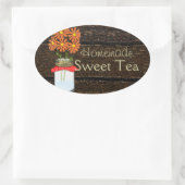 Rustieke County Mason Jar Zelfgemaakte zoete thee Ovale Sticker (Tas)