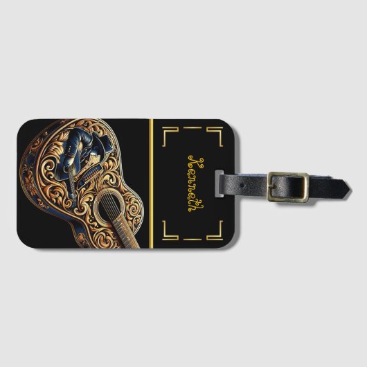 Rustieke Cowboy akoestische gitaar flair Bagagelabel (Voorkant (horizontaal))