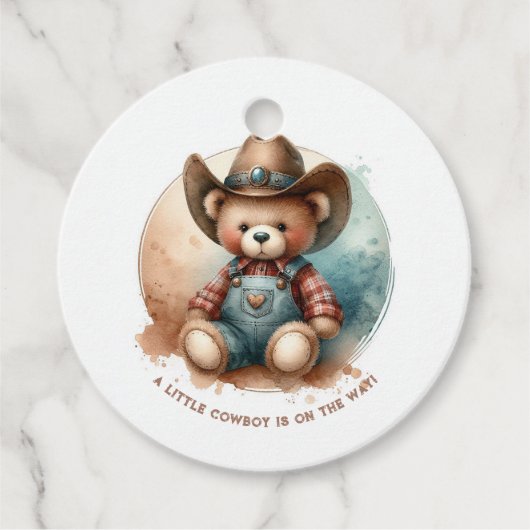 Rustieke Cowboy Baby Shower Bedankjes Labels (Voorkant)