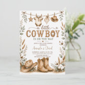 Rustieke Cowboy Baby Shower Kaart (Staand voorkant)