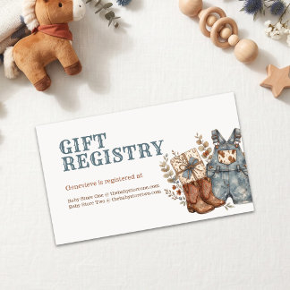 Rustieke Cowboy Baby Shower Westerse Cadeau Regist Informatiekaartje