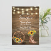 Rustieke Cowboy Boot Zonnebloem Western Vrijgezell Kaart (Staand voorkant)