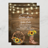 Rustieke Cowboy Boot Zonnebloem Western Vrijgezell Kaart (Voorkant / Achterkant)