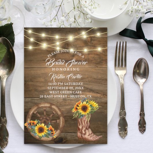 Rustieke Cowboy Boot Zonnebloem Western Vrijgezell Kaart