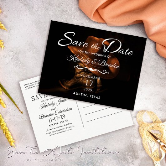 Rustieke Cowboy Boots Bruiloft Save the Date Brief Aankondigingskaart