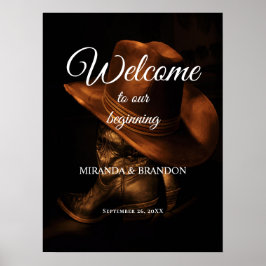 Rustieke Cowboy Boots Country Wedding Welkomstbord Poster
