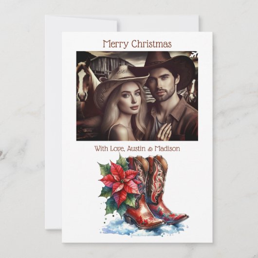 Rustieke Cowboy Boots Country & Western gepersonal Feestdagenkaart (Voorkant)