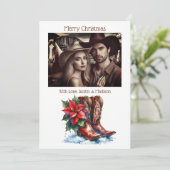 Rustieke Cowboy Boots Country & Western gepersonal Feestdagenkaart (Staand voorkant)