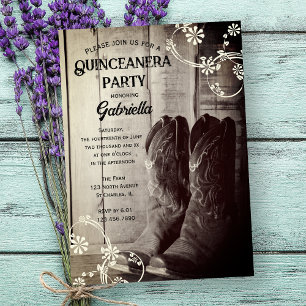 Rustieke Cowboy Boots Country Western Quinceanera Kaart