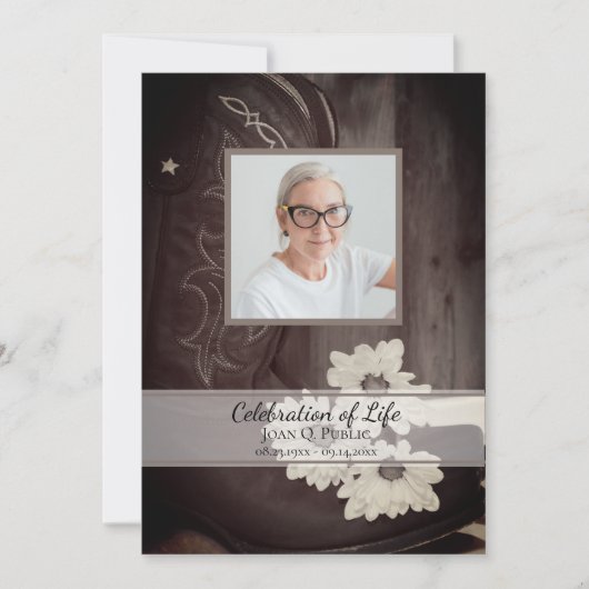 Rustieke Cowboy Boots Daisies Viering van het Leve Kaart (Voorkant)