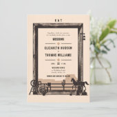 Rustieke  Cowboy Bruiloft Hout Lijst Kaart (Staand voorkant)