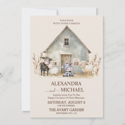 Rustieke Cowboy bruiloft Kaart (Voorkant)