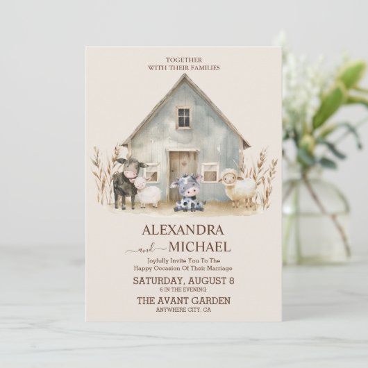 Rustieke Cowboy bruiloft Kaart (Staand voorkant)