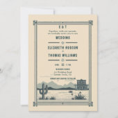 Rustieke  Cowboy bruiloft schuur Cactus Blauwgroen Kaart (Voorkant)