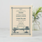 Rustieke  Cowboy bruiloft schuur Cactus Blauwgroen Kaart (Staand voorkant)