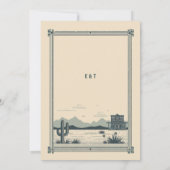 Rustieke  Cowboy bruiloft schuur Cactus Blauwgroen Kaart (Achterkant)