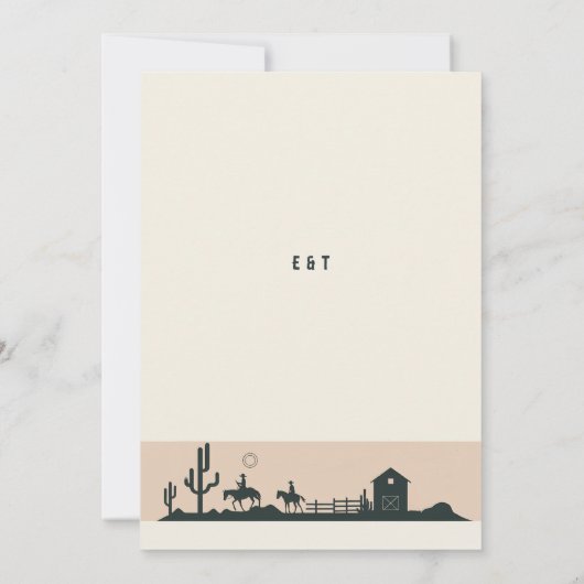 Rustieke Cowboy bruiloft schuur Cactus Desert Kaart (Achterkant)