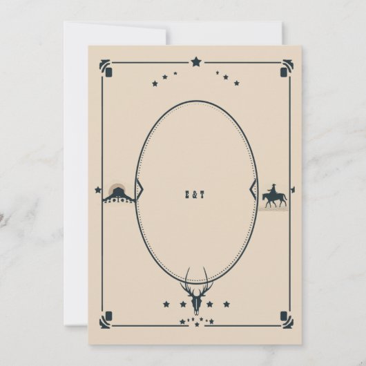 Rustieke  Cowboy Bruiloft Western Land Kaart (Achterkant)