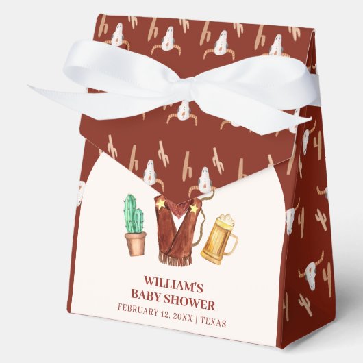 Rustieke Cowboy Cactus Beer Arch Boy Baby shower Bedankdoosjes (Voorkant)
