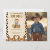 Rustieke cowboy eerste rodeo 1e verjaardag foto kaart (Voorkant)