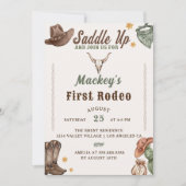 Rustieke Cowboy Eerste Rodeo 1e Verjaardag Kaart (Voorkant)