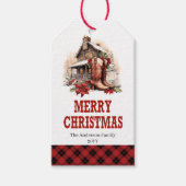 Rustieke cowboy kerstlabel bewerkbaar met eigen te cadeaulabel (Voorkant)