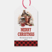 Rustieke cowboy kerstlabel bewerkbaar met eigen te cadeaulabel (Achterkant)
