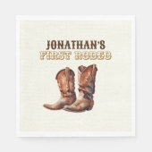 Rustieke Cowboy laarzen 1e Rodeo Verjaardagspapier Servet (Voorkant)