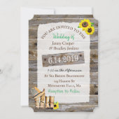 Rustieke Cowboy Laarzen en Pet Zonnebloem Huwelijk Kaart (Voorkant)