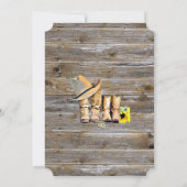 Rustieke Cowboy Laarzen en Pet Zonnebloem Huwelijk Kaart (Achterkant)