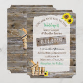 Rustieke Cowboy Laarzen en Pet Zonnebloem Huwelijk Kaart (Voorkant / Achterkant)