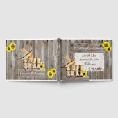 Rustieke Cowboy Laarzen en Zonnebloem Huwelijk Gastenboek (Volledig)