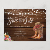 Rustieke Cowboy Laarzen Westerne bruiloft Save the Aankondigingskaart (Voorkant)