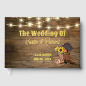 Rustieke Cowboy Laarzen Zonnebloem Westerne bruilo Gastenboek (Voorkant)